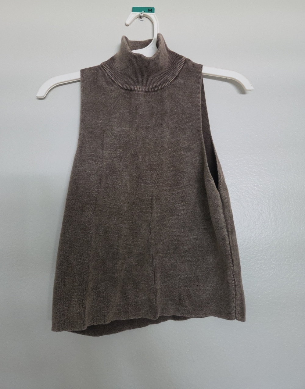 Zara Sleeveless Turtleneck Sweater in Taupe Brown